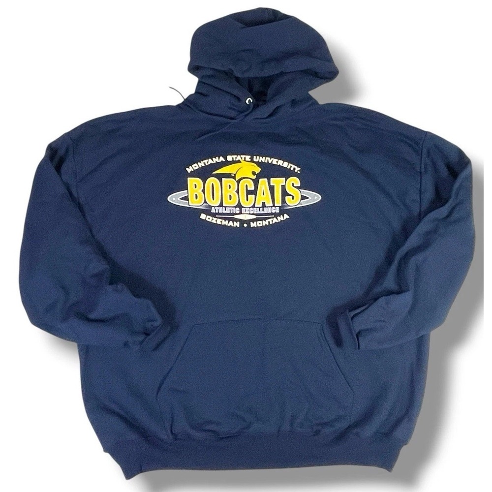 Montana State Bobcats Hoodie XL Navy NCAA Y2K College Sweatshirt No Tag Vintage